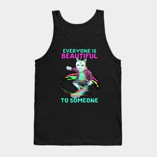 Rainbow Unicorn Skateboarding Cat Tank Top